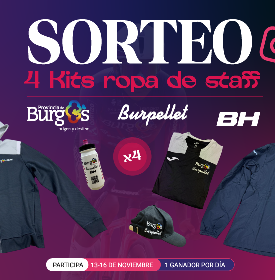 Sorteo 4 Kits de ropa del staff del equipo profesional de ciclismo Burgos BBH